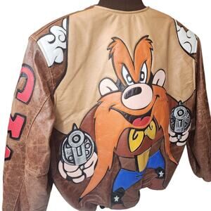 Yosemite Sam Jacket Looney Tunes Vintage Leather Richards Bomber Mens XL Y2K